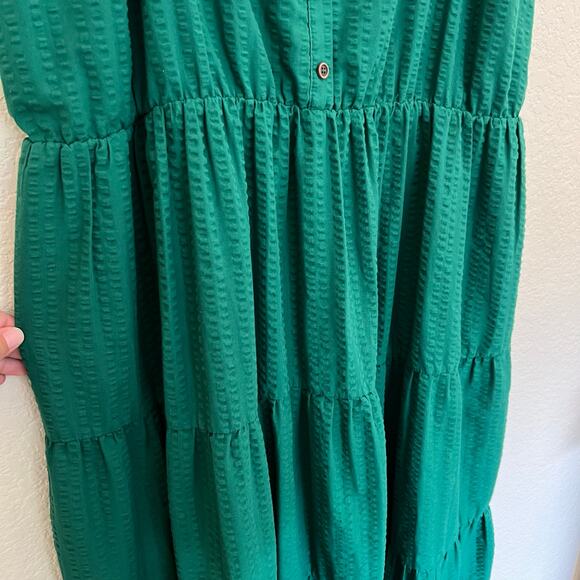 Torrid Green Textured Tiered Maxi Dress Sleeveless Adjustable Strap Boho Prairie - Picture 7 of 14